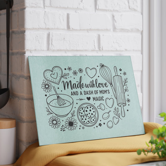 Made with Love Glass Cutting Board - Perfect for Baking and Gift Giving