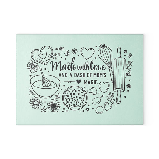 Made with Love Glass Cutting Board - Perfect for Baking and Gift Giving